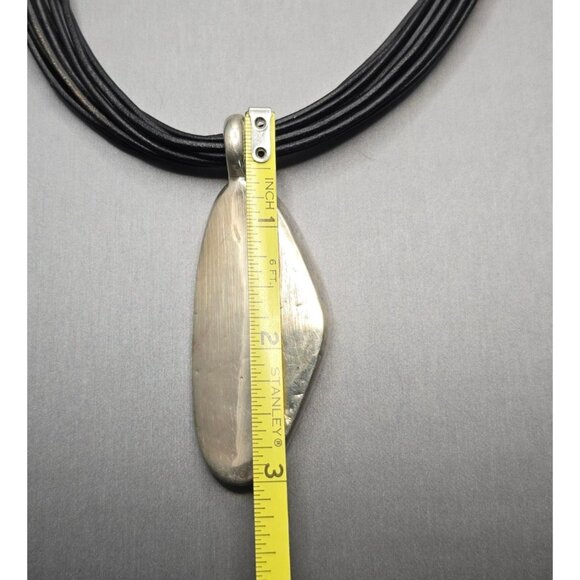 Sterling Silver Simon Sebbag SSD Pendant Choker Necklace 12" Black Leather Cord - Picture 6 of 9